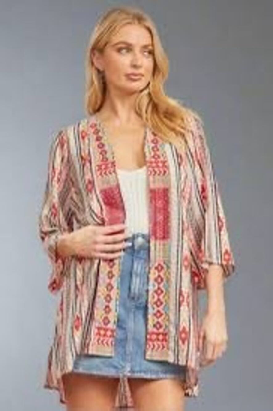 Savanna Jane kimono jacket embroidered southwestern print medium NWT